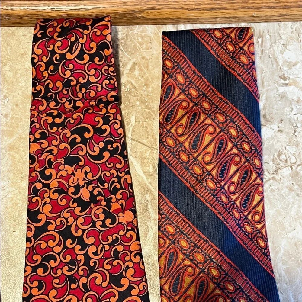 Vintage 70s Men's Tie Collection - Brown, Blue, Orange, Red Colorways - Set of 4
